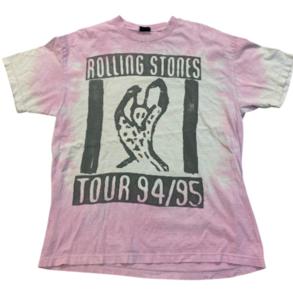 the Rolling Stones Tie-Dye T-Shirt - Pink & Gray vintage short sleeve